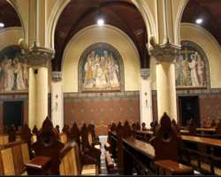 When you enter the church, you will see around, co When you enter the church, you will see around, colored glass décor. It is a symbol of the Virgin Mary. The interior of the cathedral is also astonish